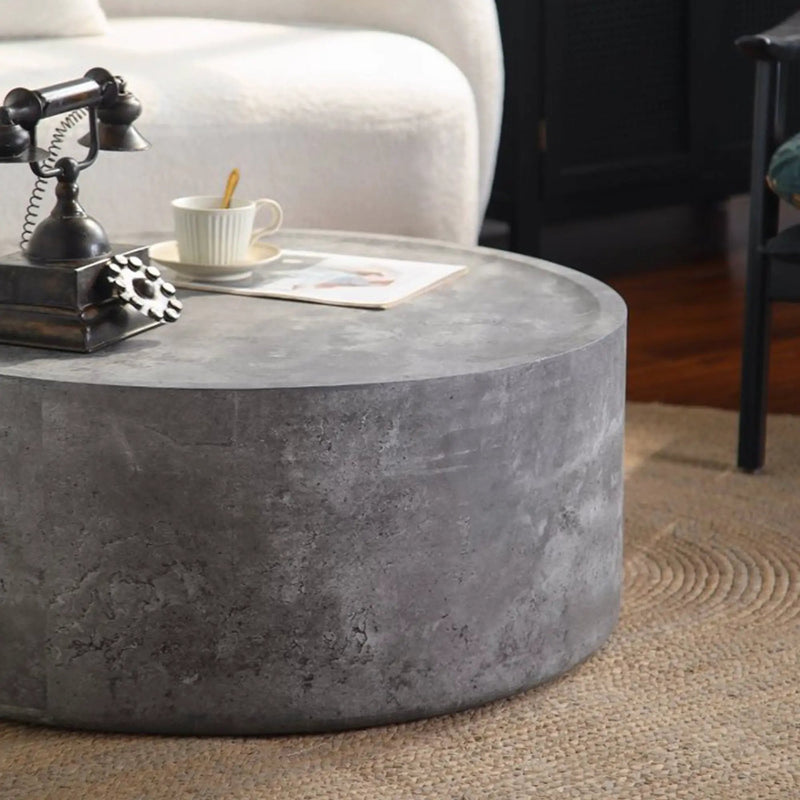 31.5" Round Coffee Table with Faux Concrete Finish by HouseOfZazla