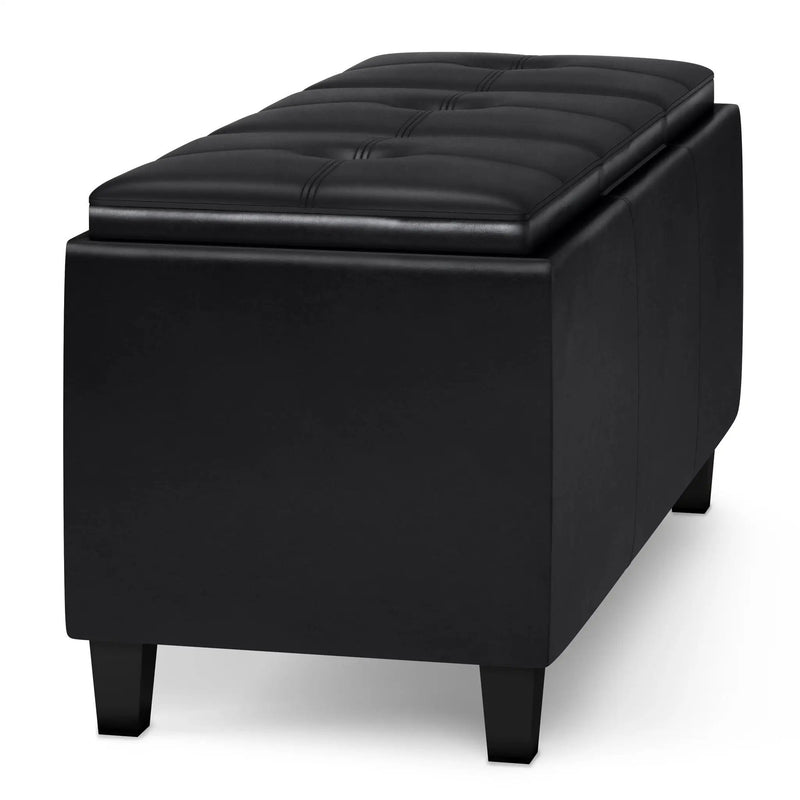 Avalon - Tray Storage Ottoman With Lift Up Lids - Midnight Black by HouseOfZazla