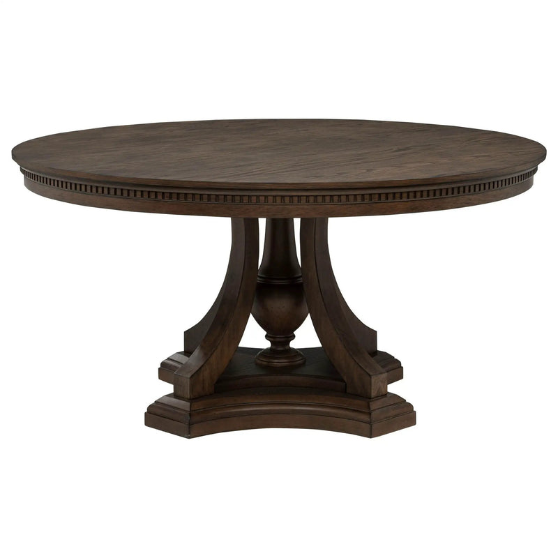 Ridgewell Round Pedestal Dining Table Dark Oak by Unique Piece Furniture