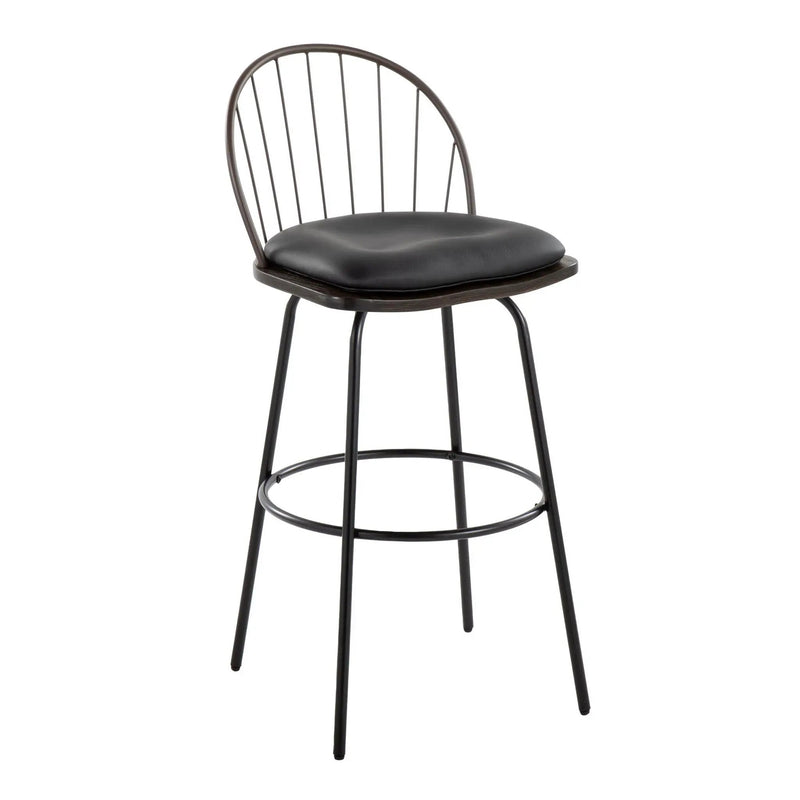 Riley - Claire Farmhouse Fixed Height Barstool With Swivel With Round Footrest (Set of 2) by Unique Piece Furniture