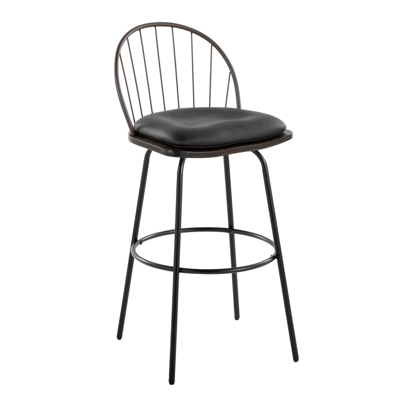 Riley - Claire Farmhouse Fixed Height Barstool With Swivel With Round Footrest (Set of 2) by HouseOfZazla