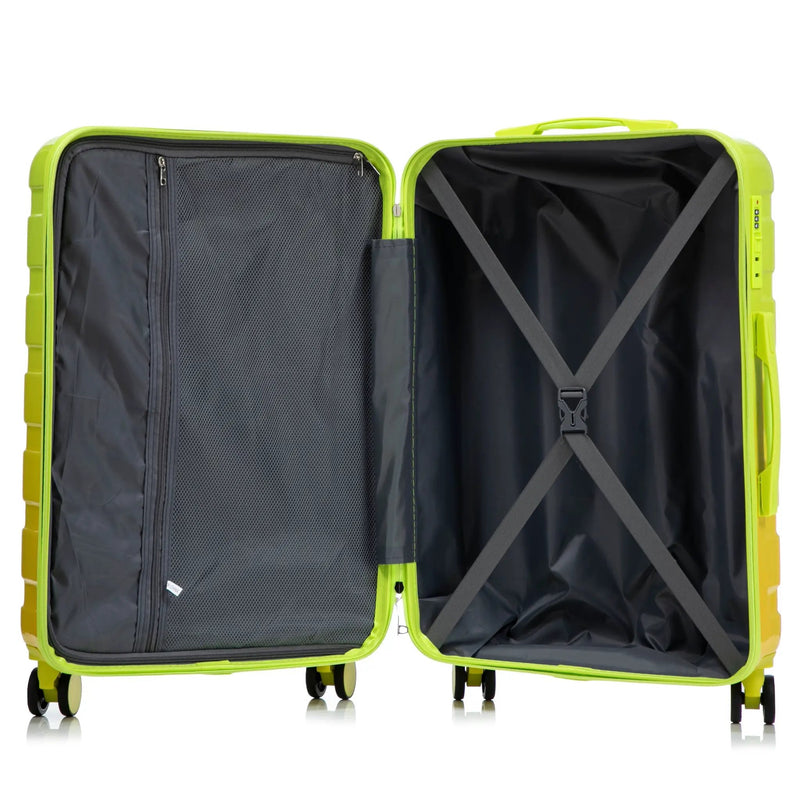 20'/24'/28' 3-Piece PC Spinner Wheel Luggage Set (Yellow+Green) by HouseOfZazla