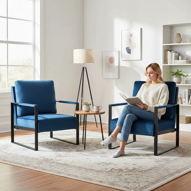 Classic Mid Century Modern Accent Chair With Durable Square Metal Frame, Armchair by HouseOfZazla