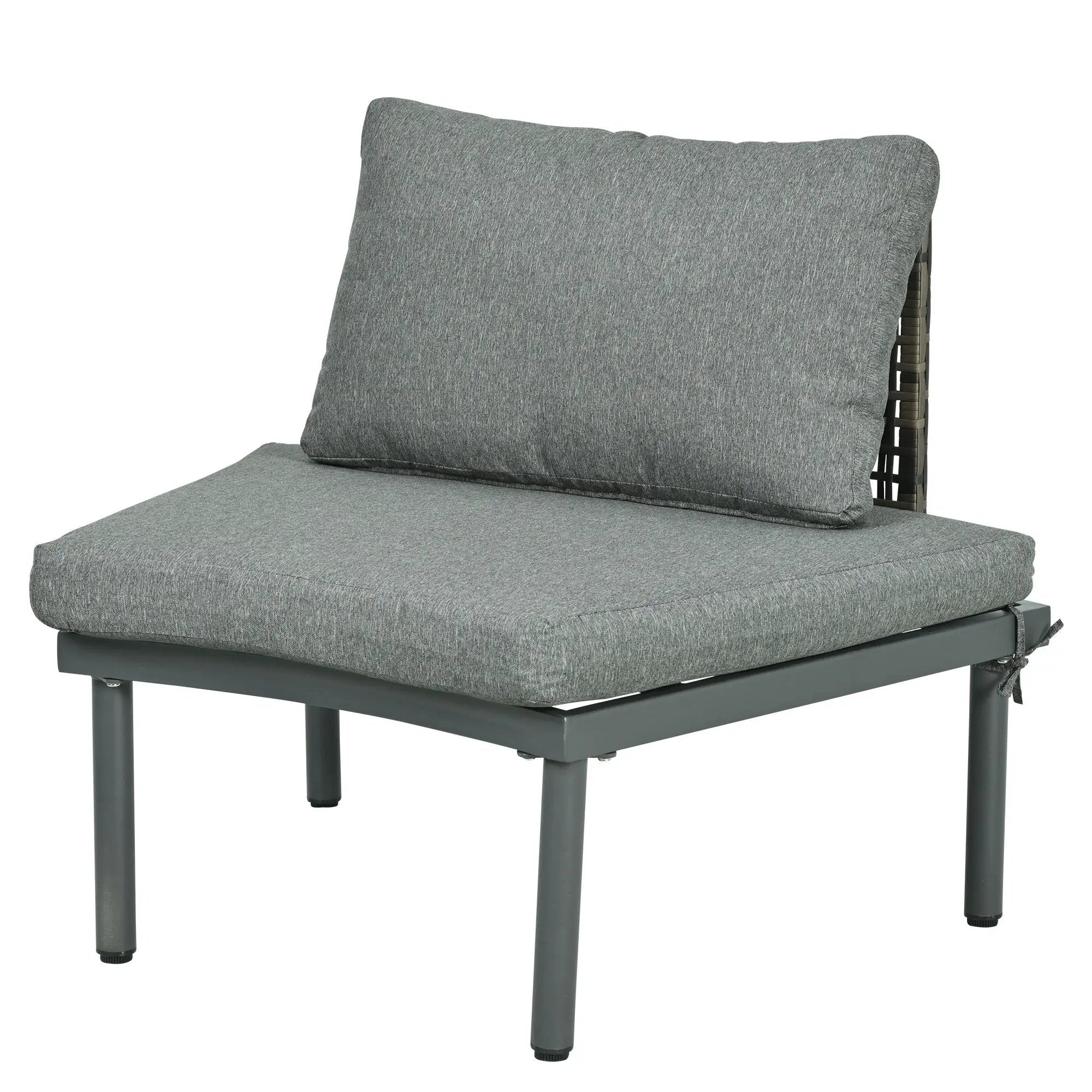 6 Piece Patio Set, Half Moon Outdoor Sectional Sofa With 2 High Low Coffee Tables, 4 Pillows & Cushions by HouseOfZazla