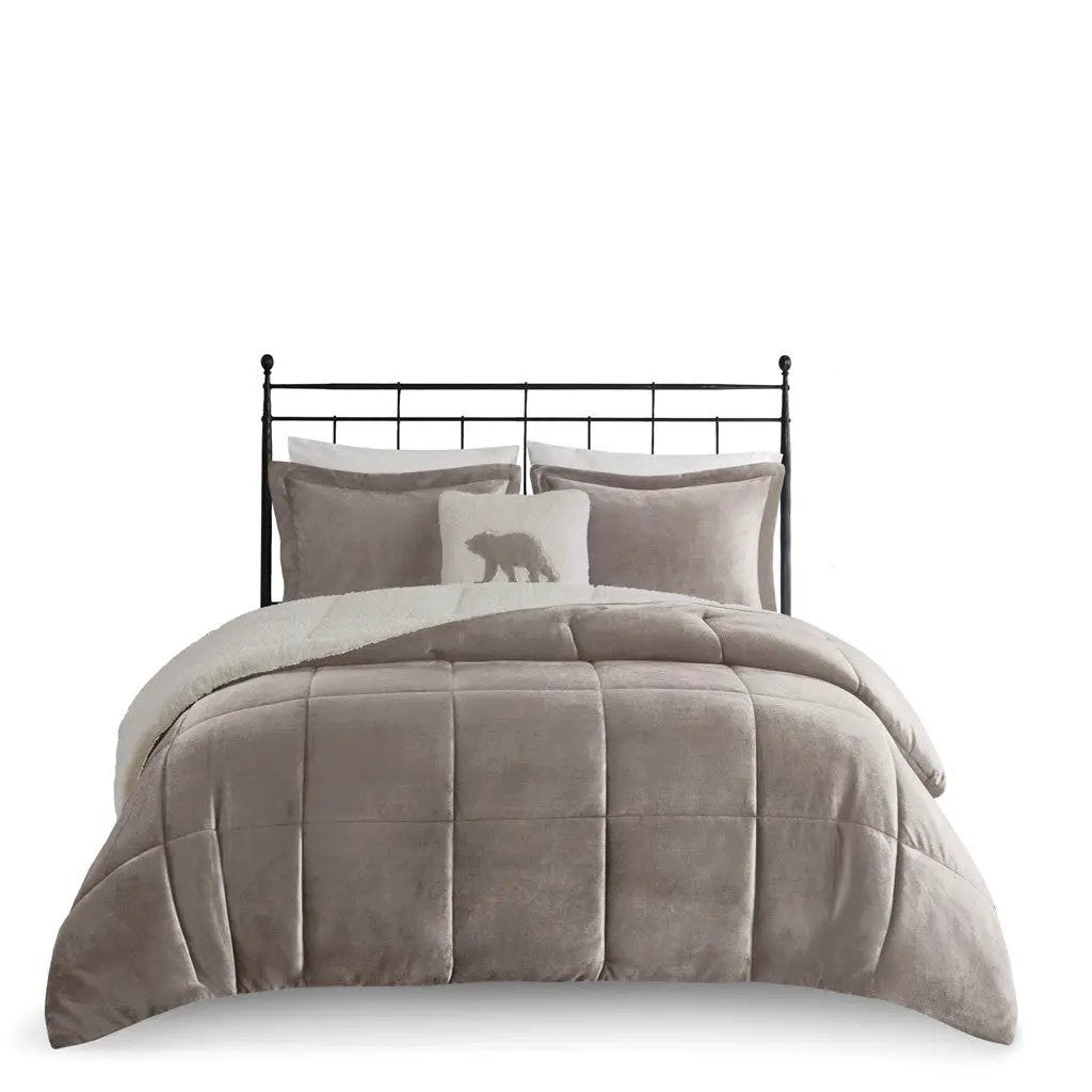 Full/Queen Plush to Sherpa Down Alternative Comforter Set by HouseOfZazla