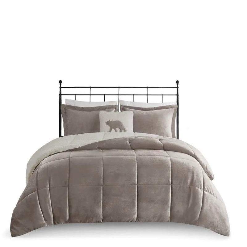 Full/Queen Plush to Sherpa Down Alternative Comforter Set by HouseOfZazla