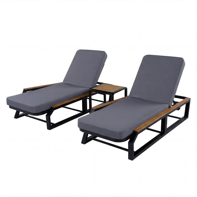 5-Piece Outdoor Chaise Lounge Set, 2 Adjustable Recliners by HouseOfZazla