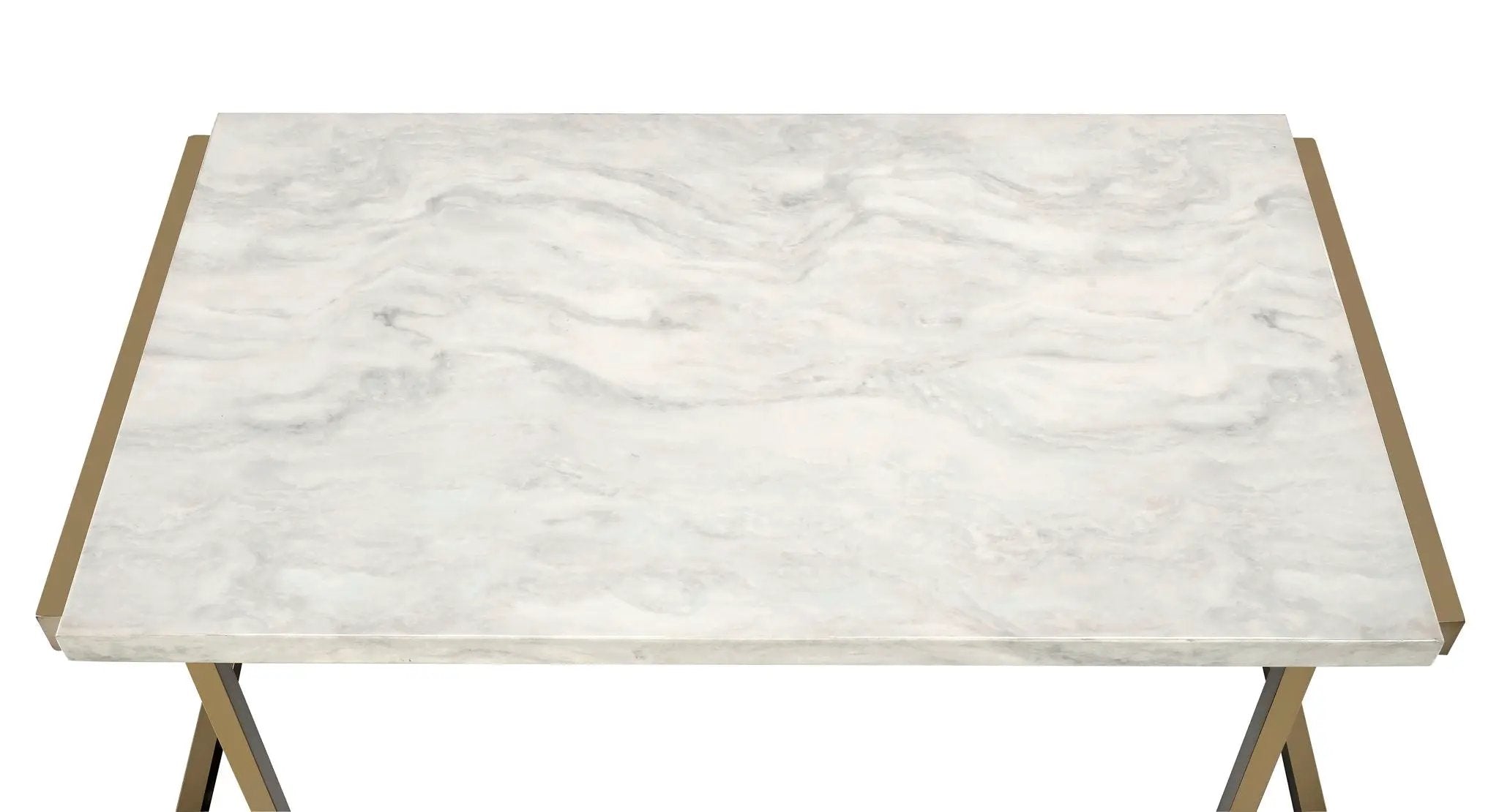 Boice II - Faux Marble Top Sofa Table - White / Champagne by Unique Piece Furniture