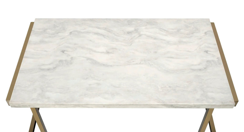 Boice II - Faux Marble Top Sofa Table - White / Champagne by Unique Piece Furniture