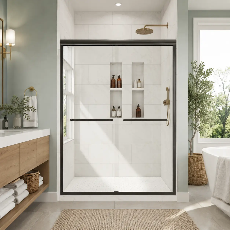 44-48" W x 76" H Framed Double Sliding Shower Door by HouseOfZazla