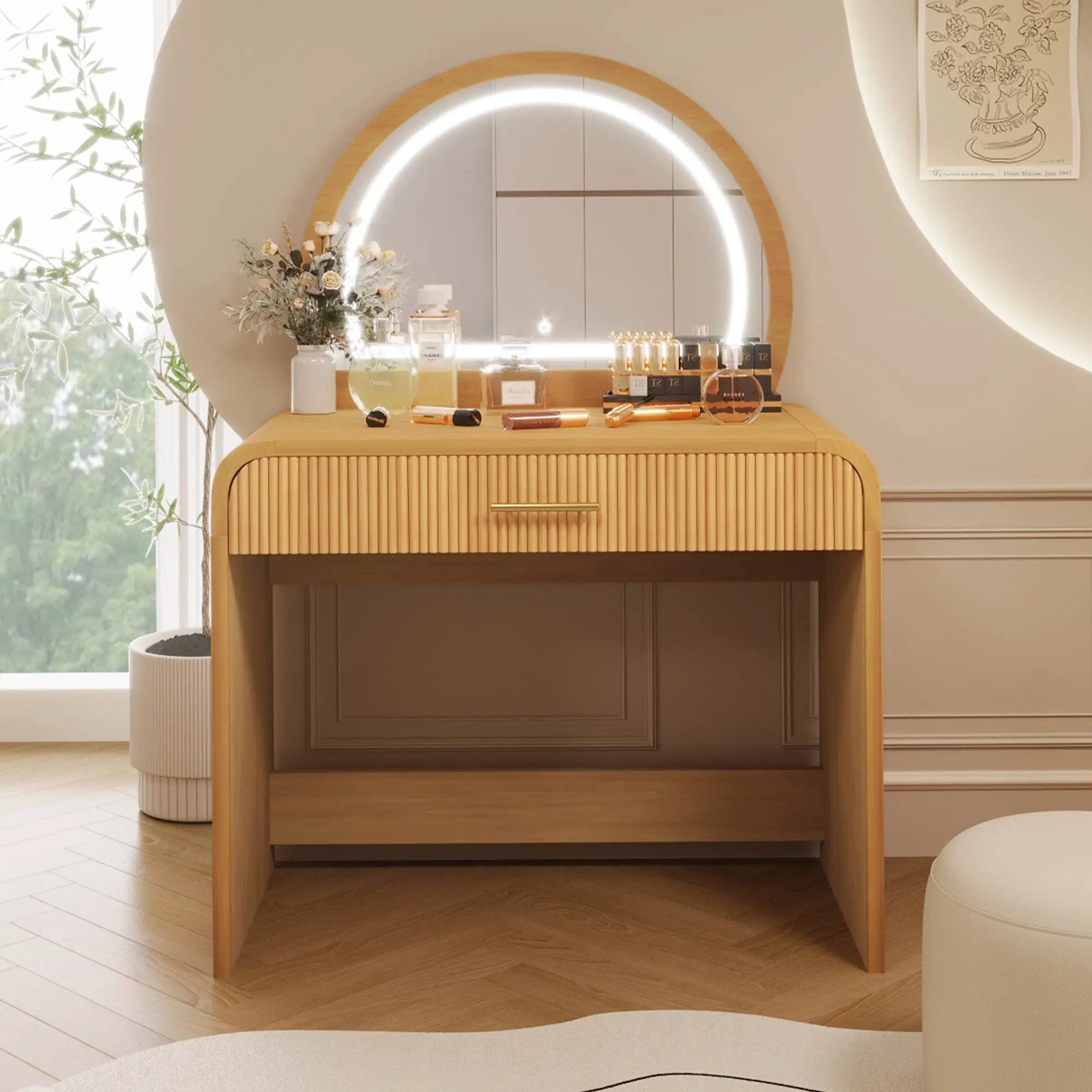 39" Makeup Vanity Table with Mirror Touch Screen Lighted Mirror by HouseOfZazla
