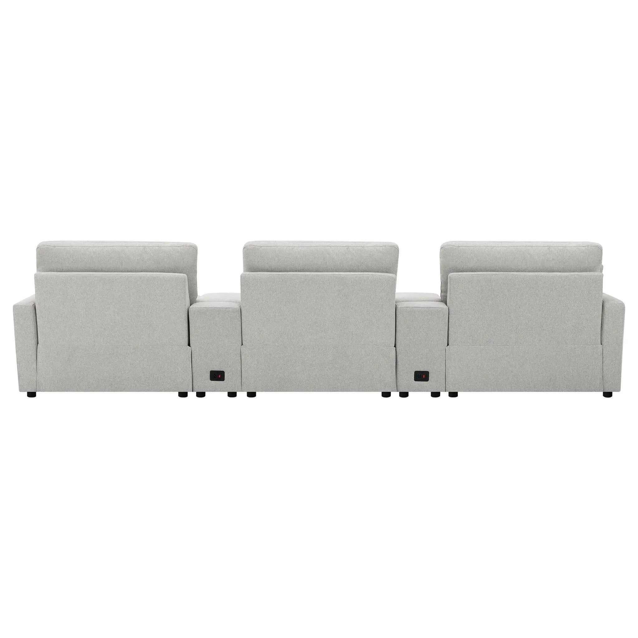 Collins 5-Piece Power Reclining Home Theater Seating Grey by Unique Piece Furniture