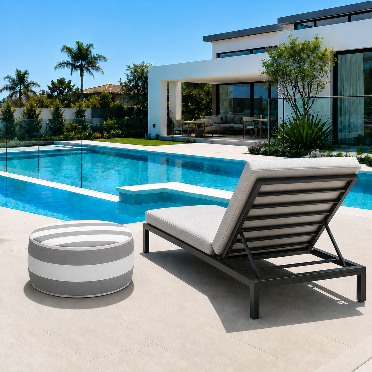 Outdoor Inflatable Ottoman 21"x21"x9" by HouseOfZazla
