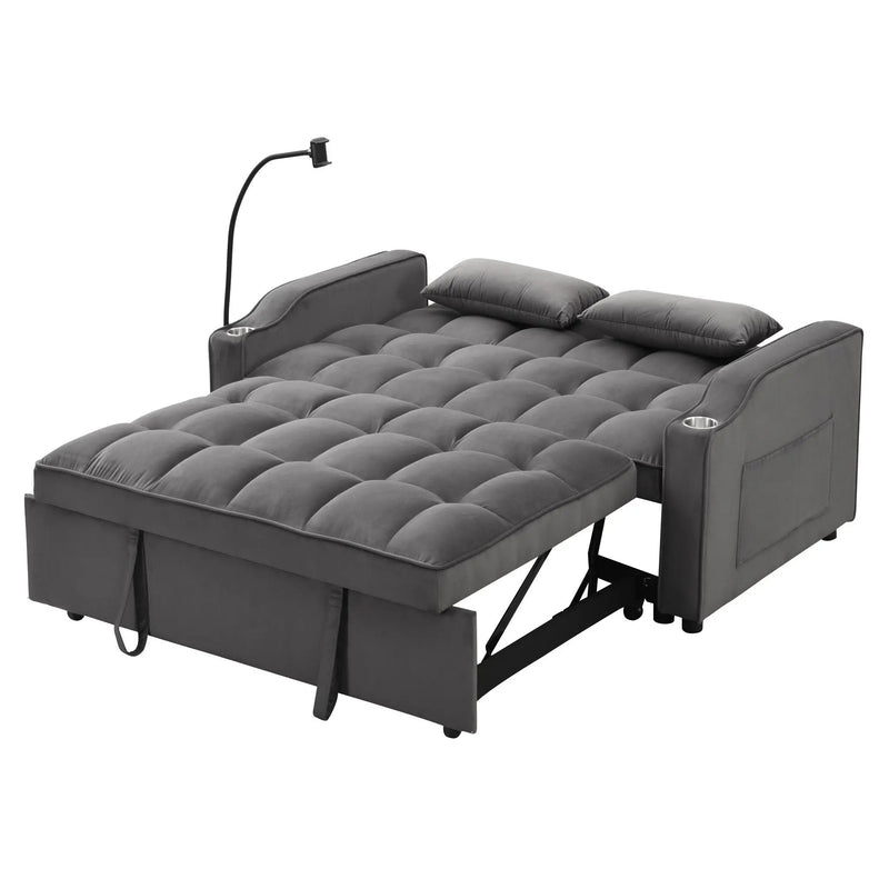 Sofa Bed With Trundle For Small Rooms - Dark Gray by Unique Piece Furniture