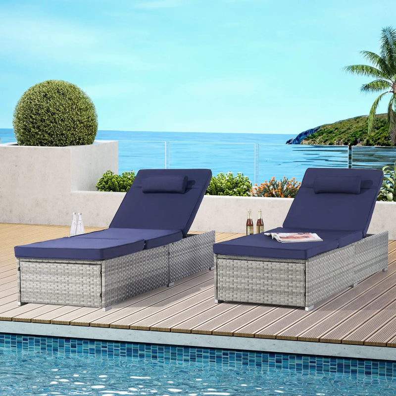 Outdoor Sofa Pe Rattan Furniture Deck Chair - Gray by Unique Piece Furniture