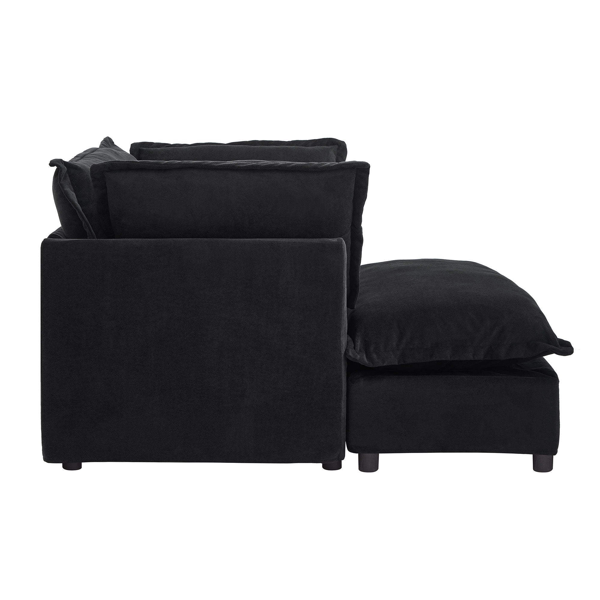 Modern Cozy Upholstered Armchair Sofa With Movable Ottoman