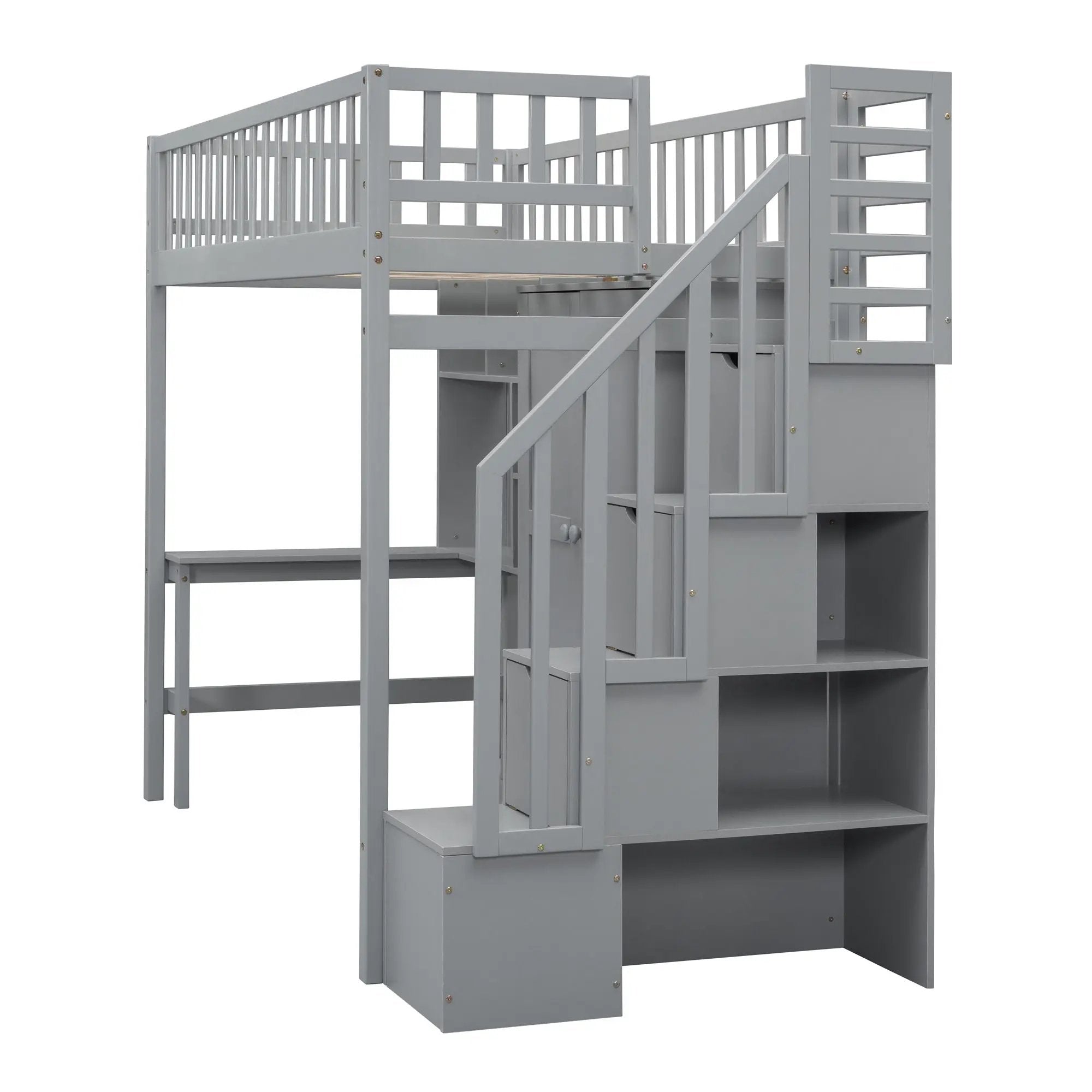 Loft Bed With Bookshelf, Drawers, Desk, And Wardrobe by HouseOfZazla
