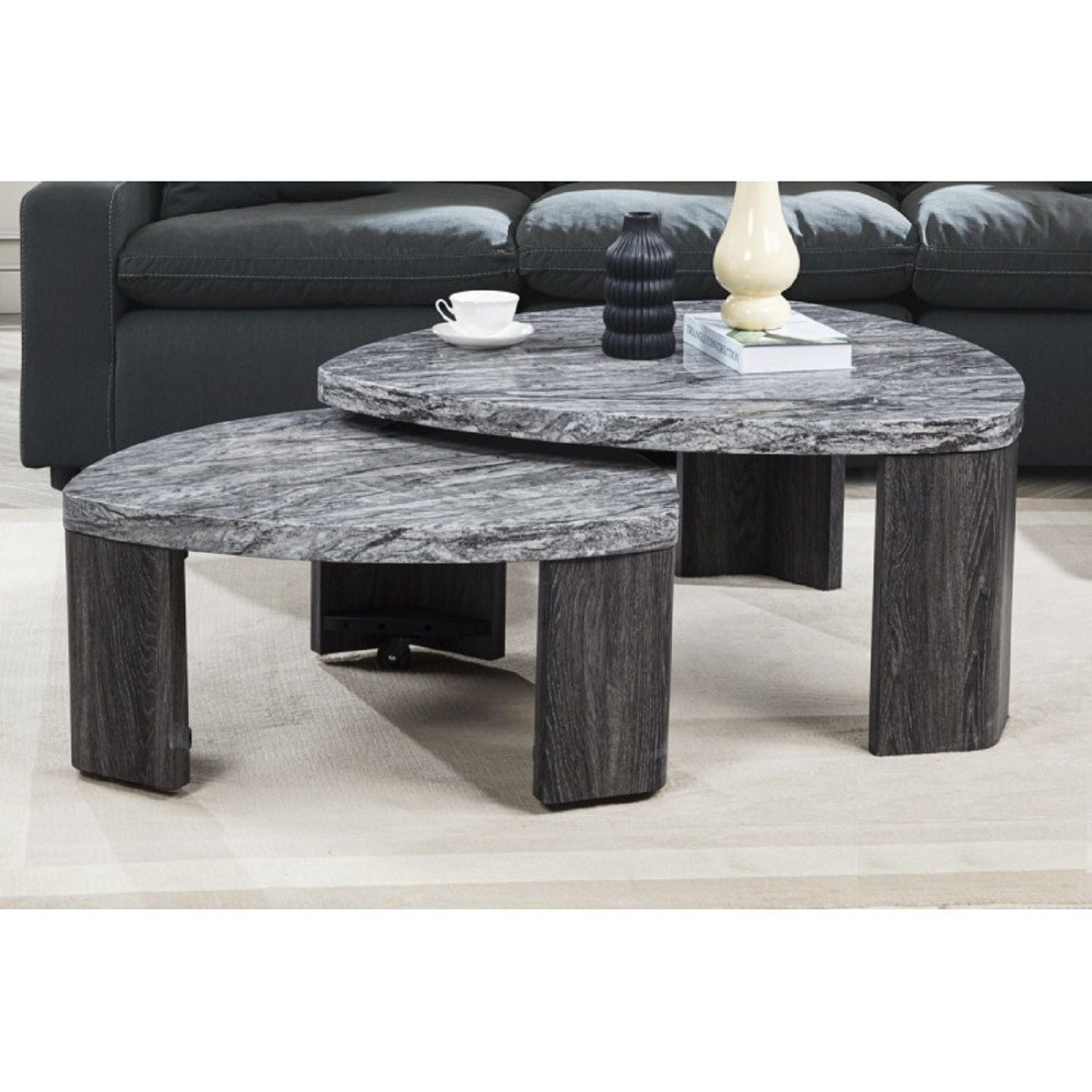 Triangle Nesting Coffee Table Set (Set of 2) - Gray by Unique Piece Furniture