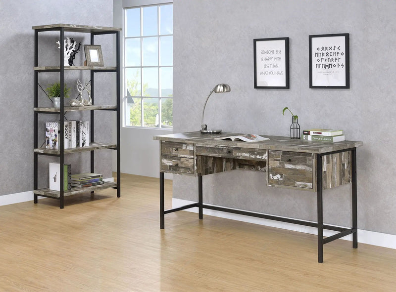 Kemper 59-inch 4-shelf Writing Desk Weathered Brown by Unique Piece Furniture