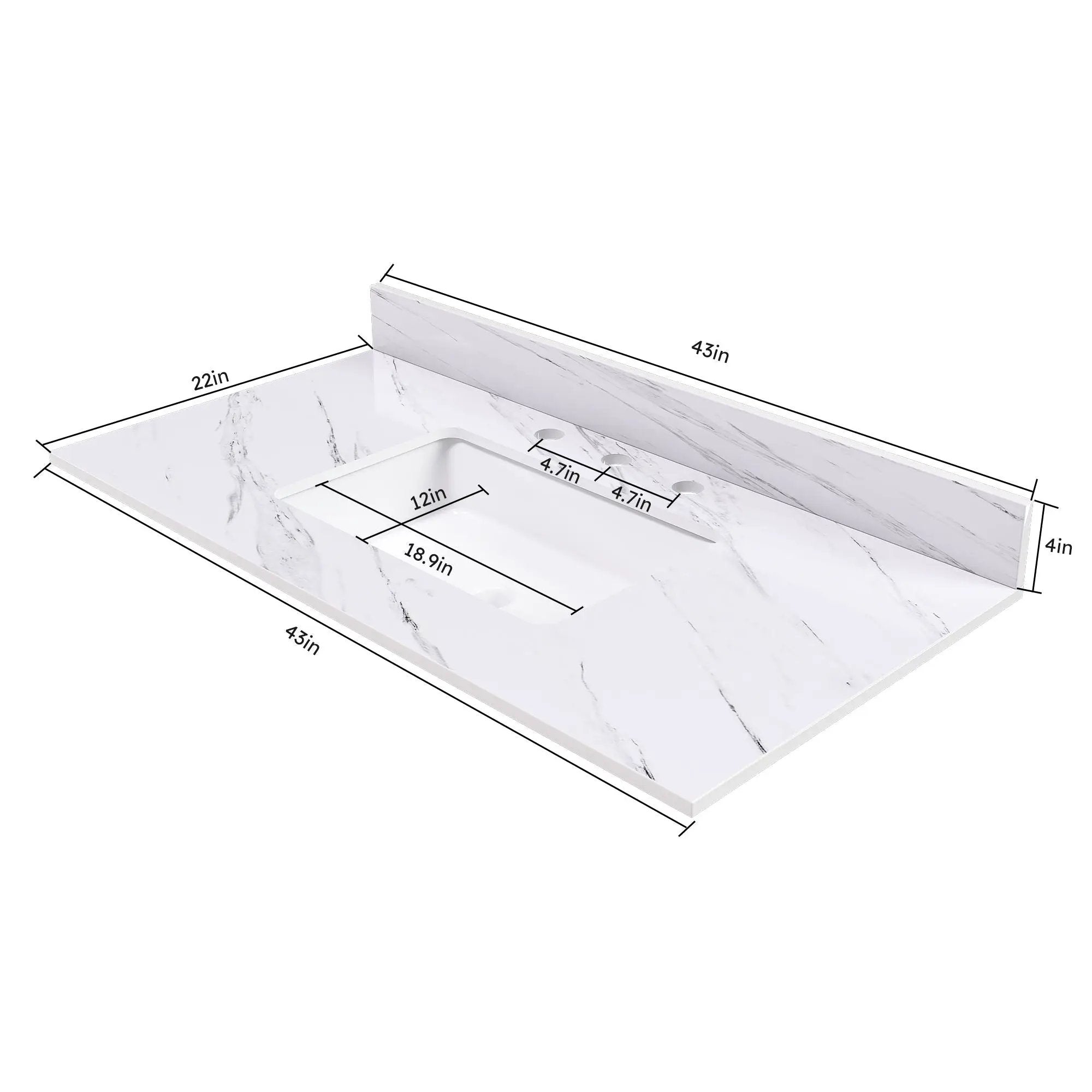 Bianco Carrara Venato Elegant Marble Vanity Top, Bathroom Vanity With Undermount Sink, Sintered Stone by HouseOfZazla