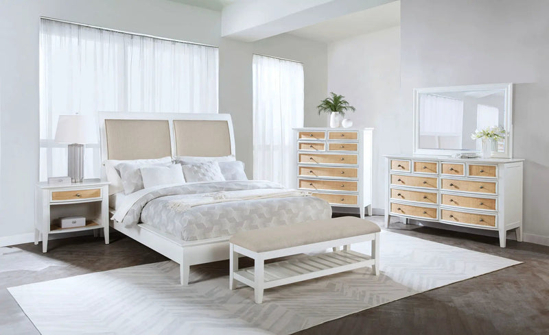 Bexhill 56-inch Upholstered Queen Panel Bed White by Unique Piece Furniture