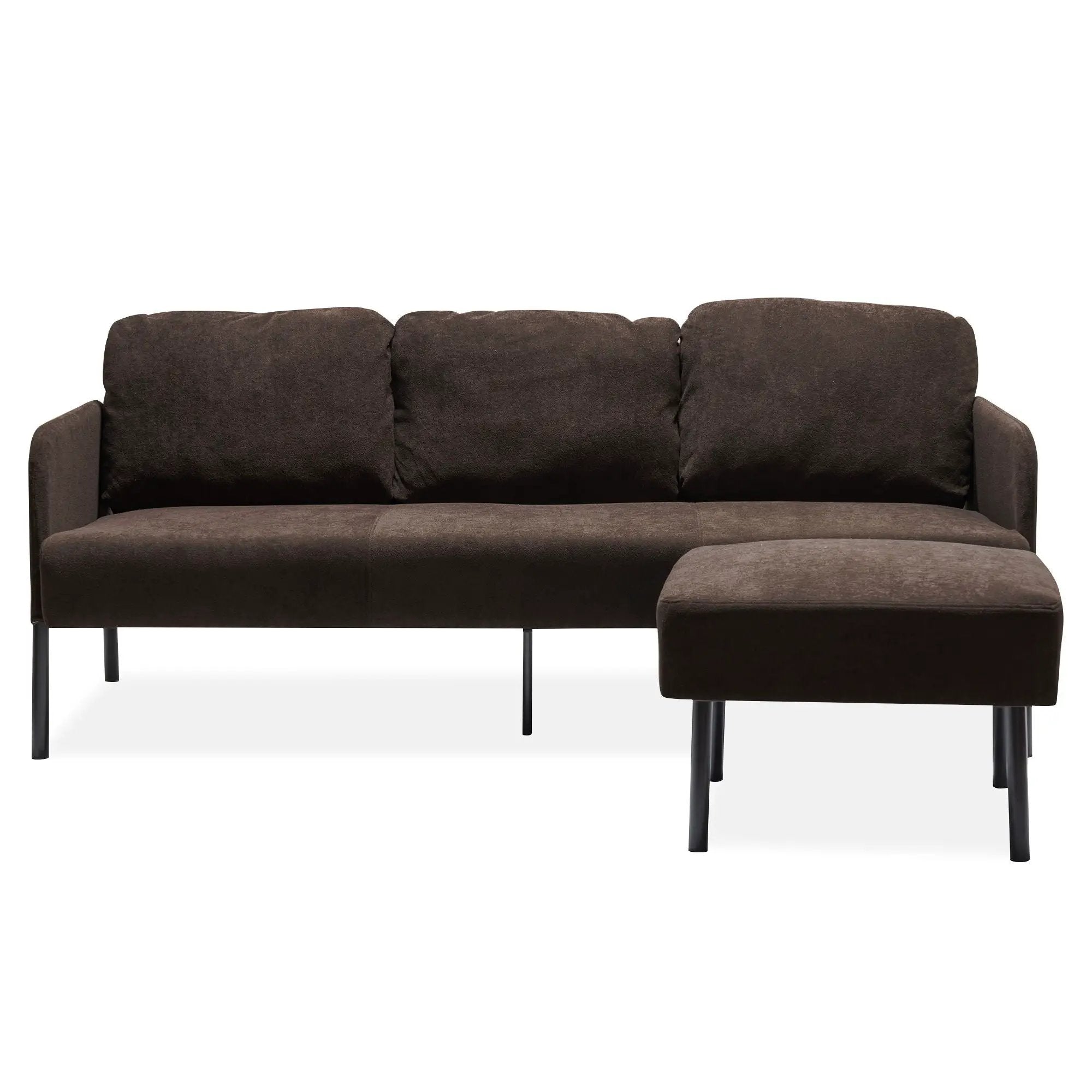 Modern L Shaped 3 Seater Sofa With Ottoman, Upholstered Couch For Small Spaces by HouseOfZazla