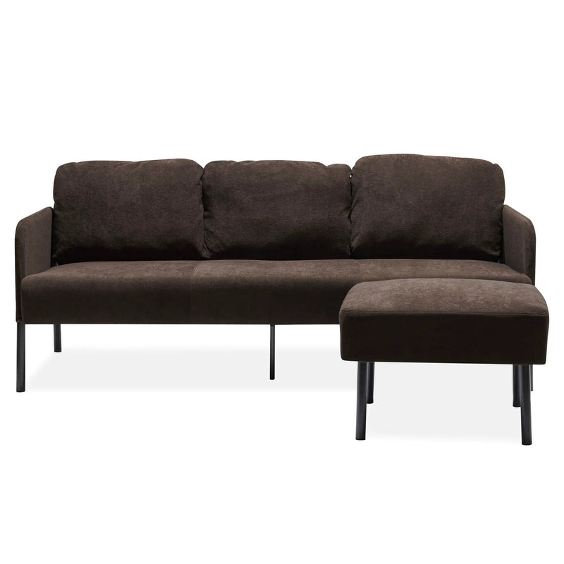 Modern L Shaped 3 Seater Sofa With Ottoman, Upholstered Couch For Small Spaces by HouseOfZazla