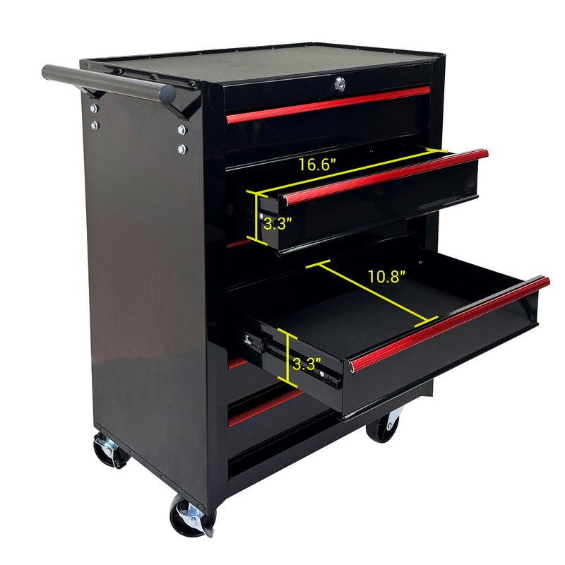Rolling Metal Tool Chest with 6 Drawers - Black by HouseOfZazla