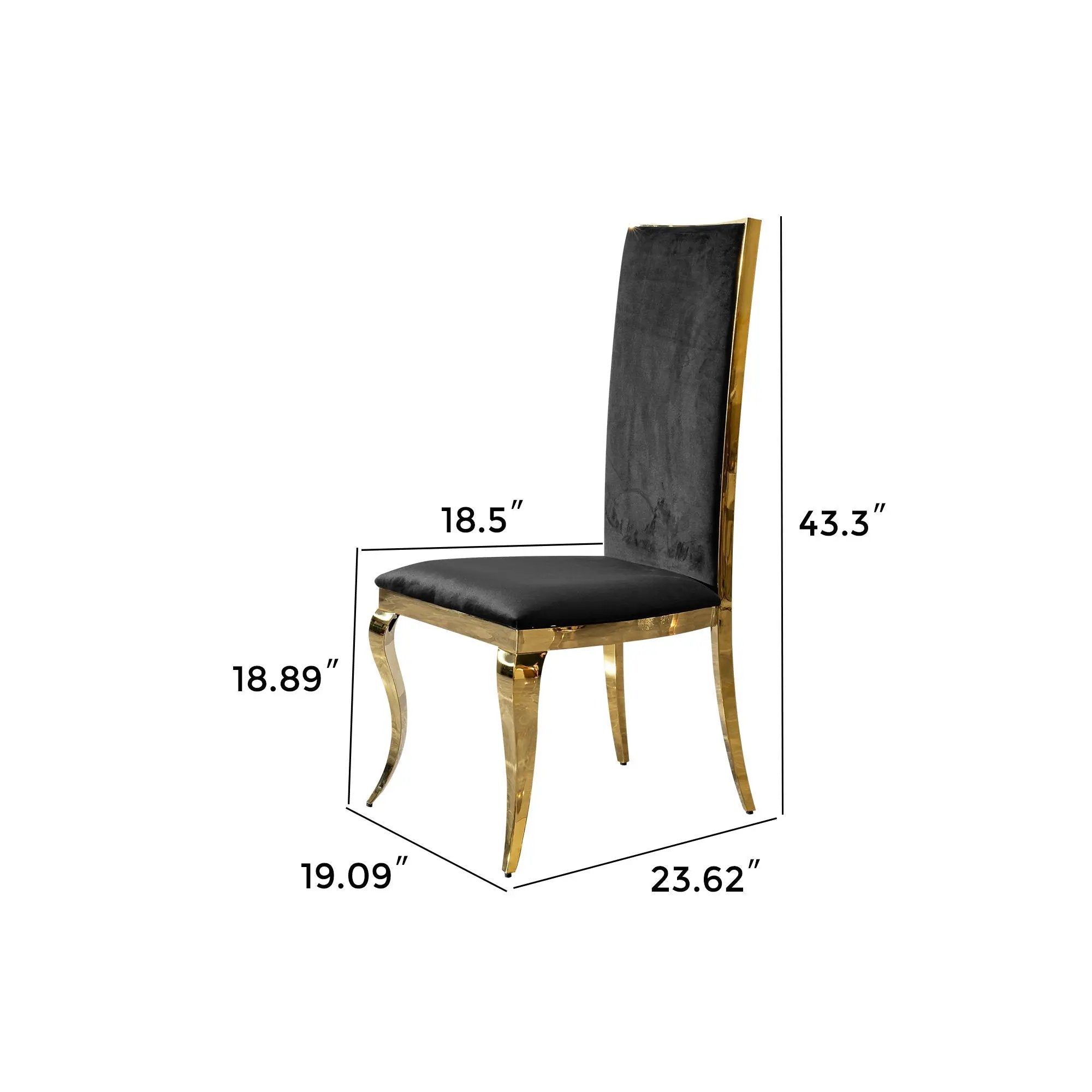 Dining Chair (Set of 2) With Unique Backrest Stainless Steel Legs - Gold by HouseOfZazla