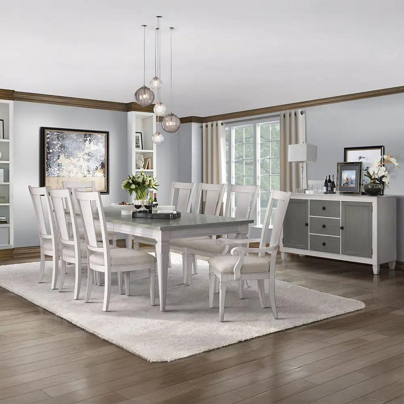 Katia - Arm Chair (Set of 2) - Light Gray Linen & Weathered White by Unique Piece Furniture