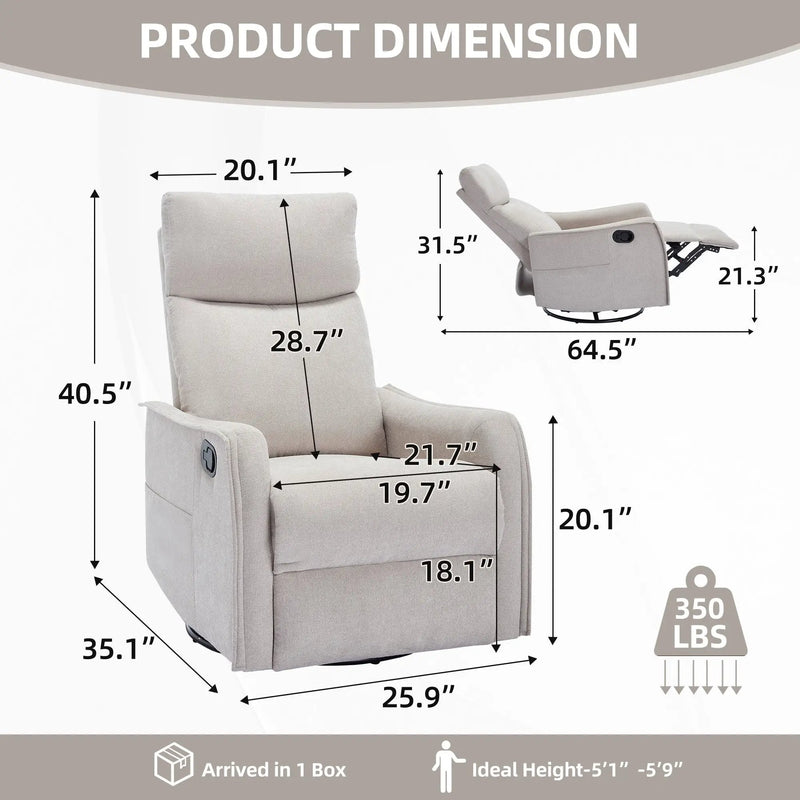 Heat Massage Manual Recliner Chair with Rocker and Swivel by HouseOfZazla
