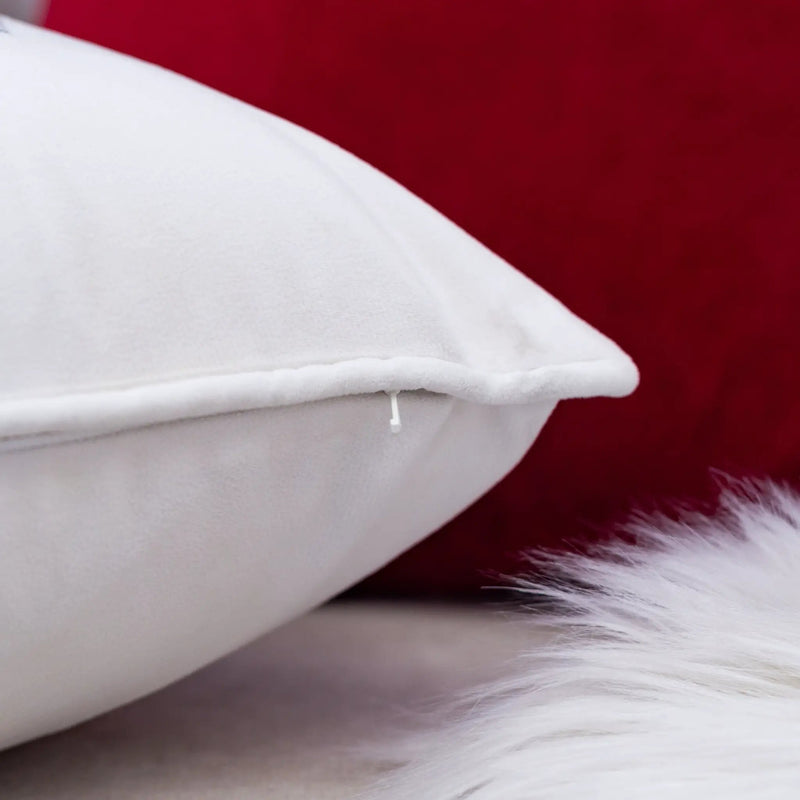 Nneka Let It Snow Ivory Velvet Lumbar Pillow with Insert 14x20 by HouseOfZazla