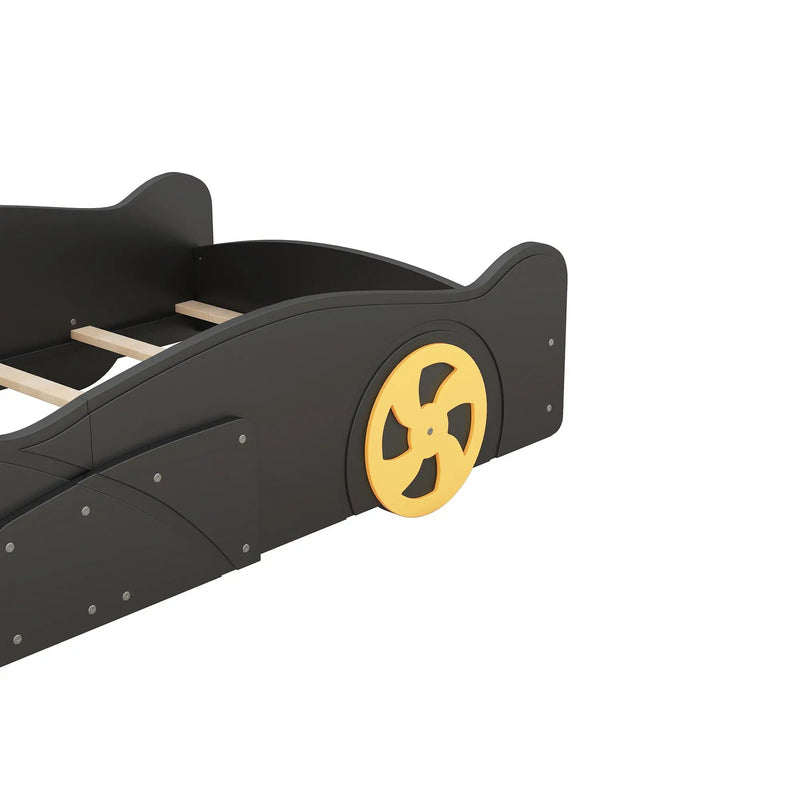 Race Car Shaped Platform Bed With Wheels And Storage by HouseOfZazla