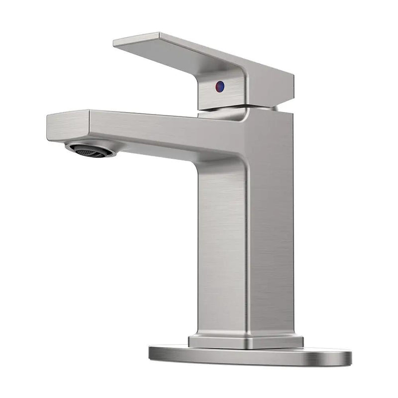 Brushed Nickel Single Handle Bathroom Faucet with Deck by HouseOfZazla
