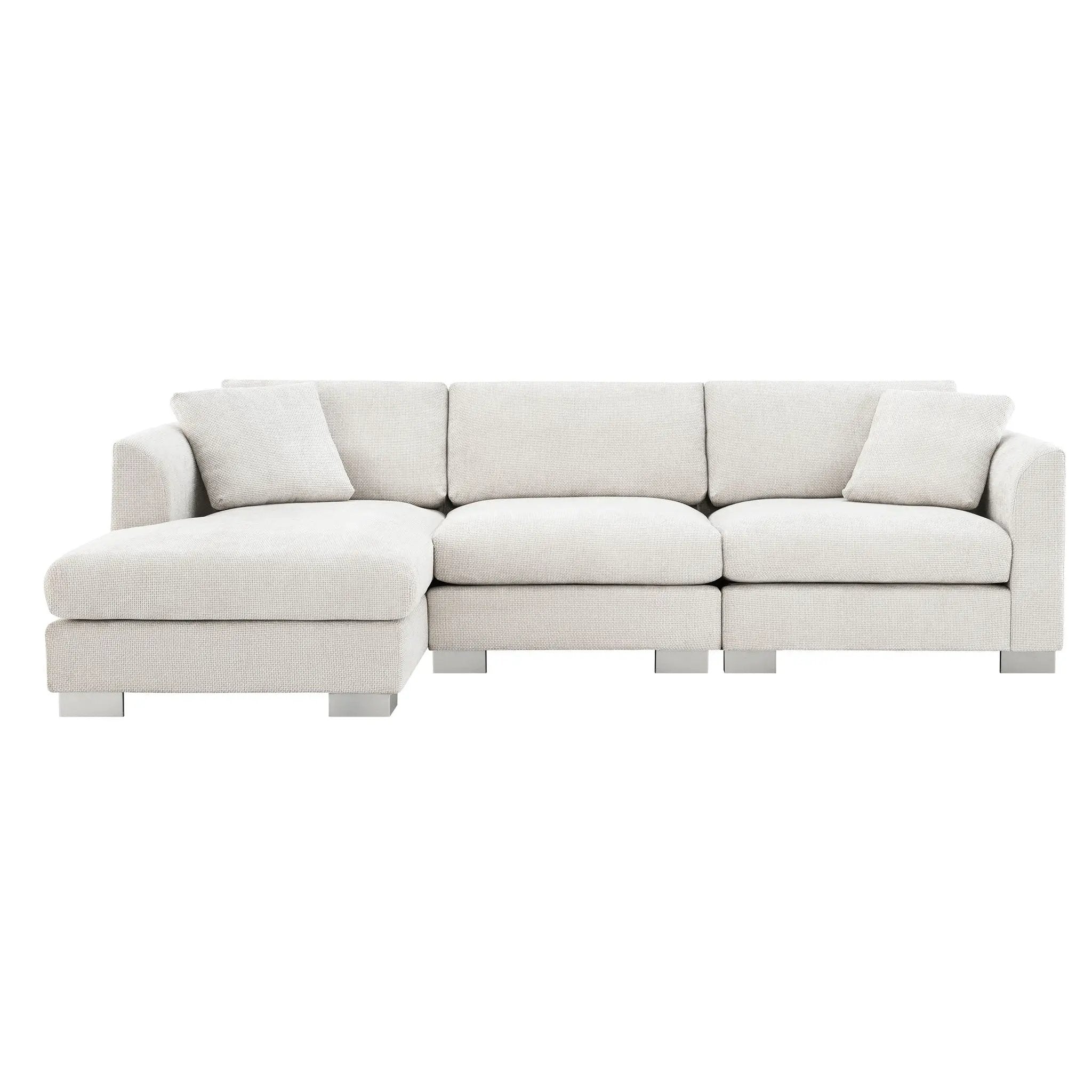 Modern Cloud Sectional Sofa L Shaped Luxury Couch Set With 2 Free Pillows 4 Seat With Oversized Chaise by HouseOfZazla
