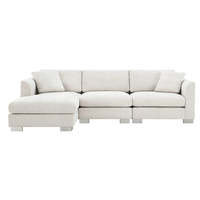 Modern Cloud Sectional Sofa L Shaped Luxury Couch Set With 2 Free Pillows 4 Seat With Oversized Chaise by HouseOfZazla