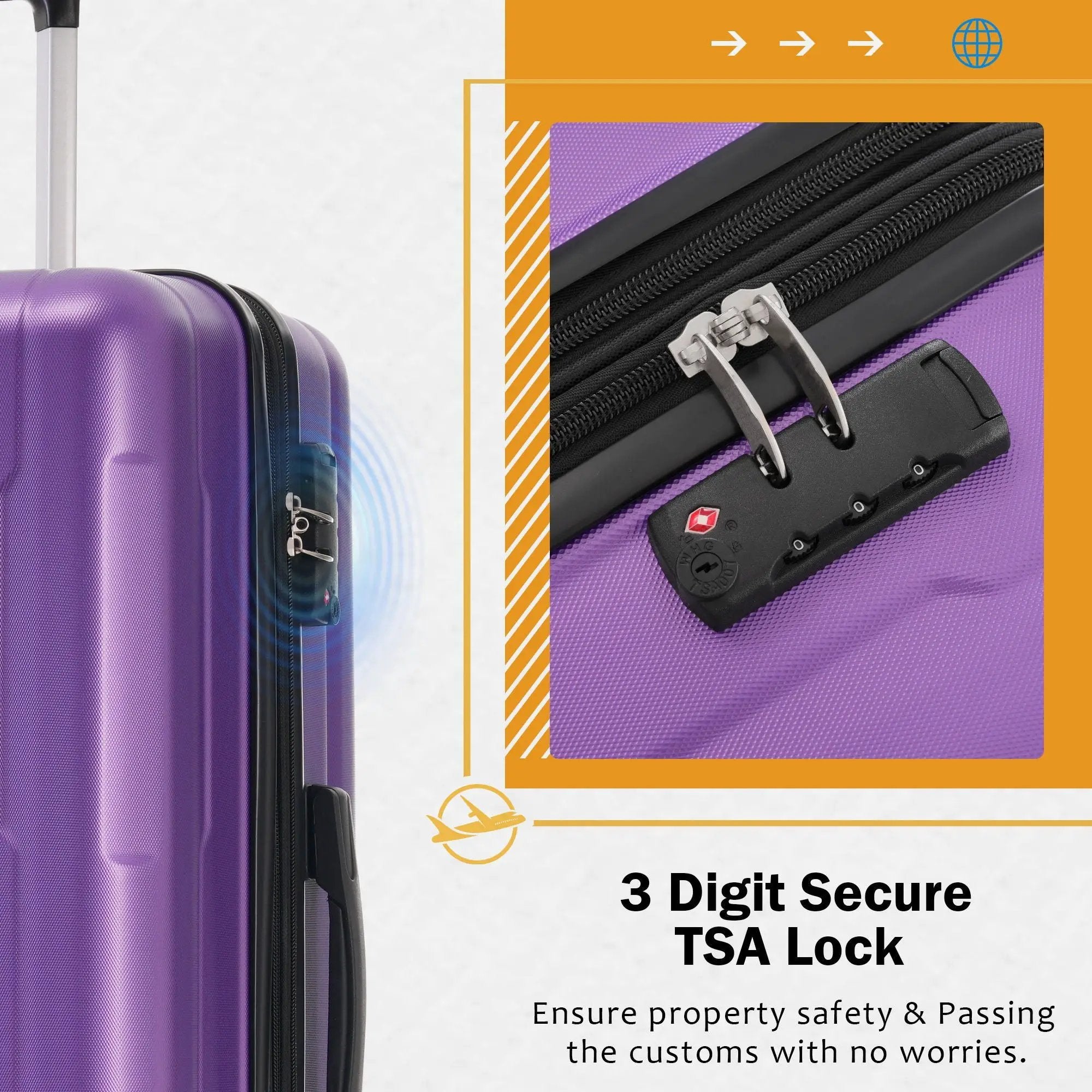 2 Piece Luggage Set With Bags Expanable Spinner Wheels ABS Lightweight Suitcase With Tsa Lock 20" / 24" by HouseOfZazla