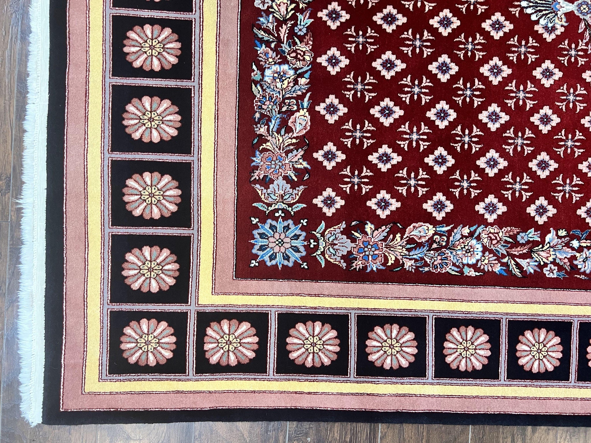 Pakistani Rug 6x9, European Aubusson Design, Wool Handmade Vintage Carpet, Dark Red, 6 x 9 Medium Sized Rug by Jewel Rugs