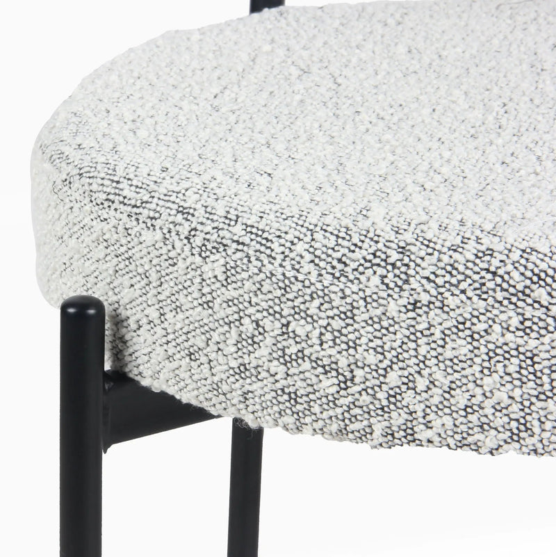 Burbank - Modern Round Boucle Dining Chairs (Set of 2) - Black / White by HouseOfZazla