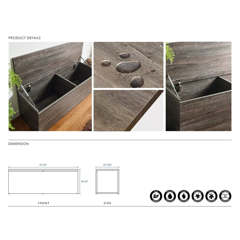 Dean - Storage Bench With Extra Storage - Rustic Gray by HouseOfZazla