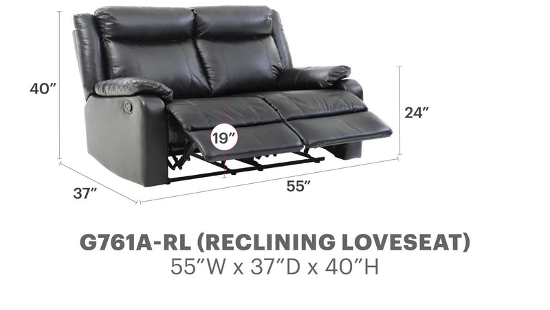 Stylish Reclining Loveseat For Two by Unique Piece Furniture