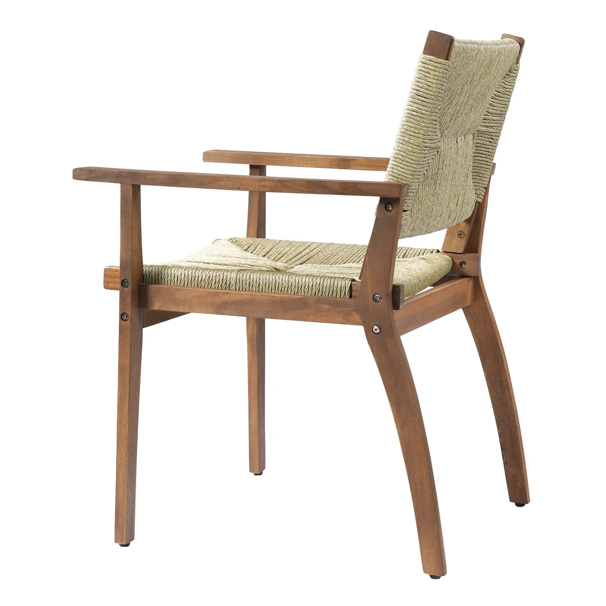 Durable Outdoor Dining Chair with Acacia Wood Frame and Wicker Seat by HouseOfZazla