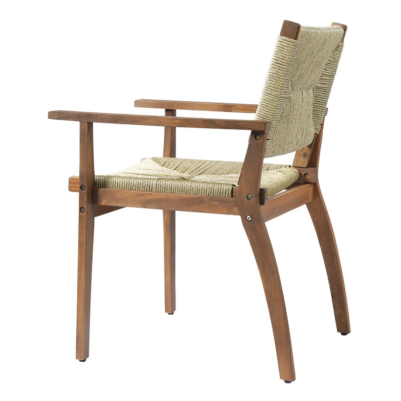 Durable Outdoor Dining Chair with Acacia Wood Frame and Wicker Seat by HouseOfZazla