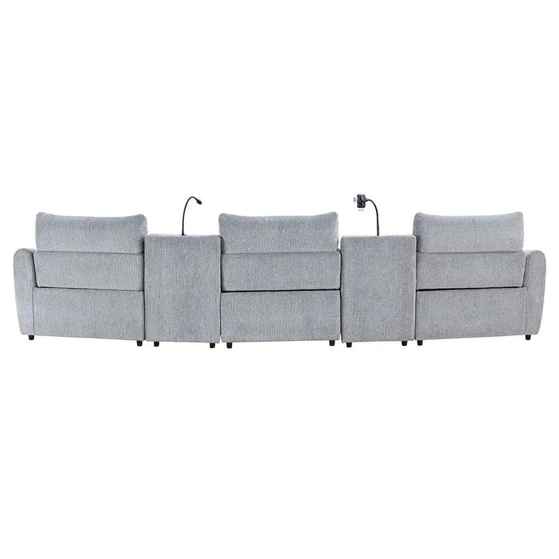 Fullar - Modular Power Motion Armless Recliner - Light Gary Chenille by Unique Piece Furniture