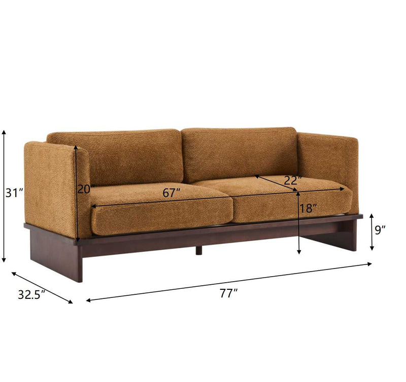 77 in. Square Arm Modern 3 Seater Boucle Sofa Upholstered Couch with Solid Wood Base by HouseOfZazla