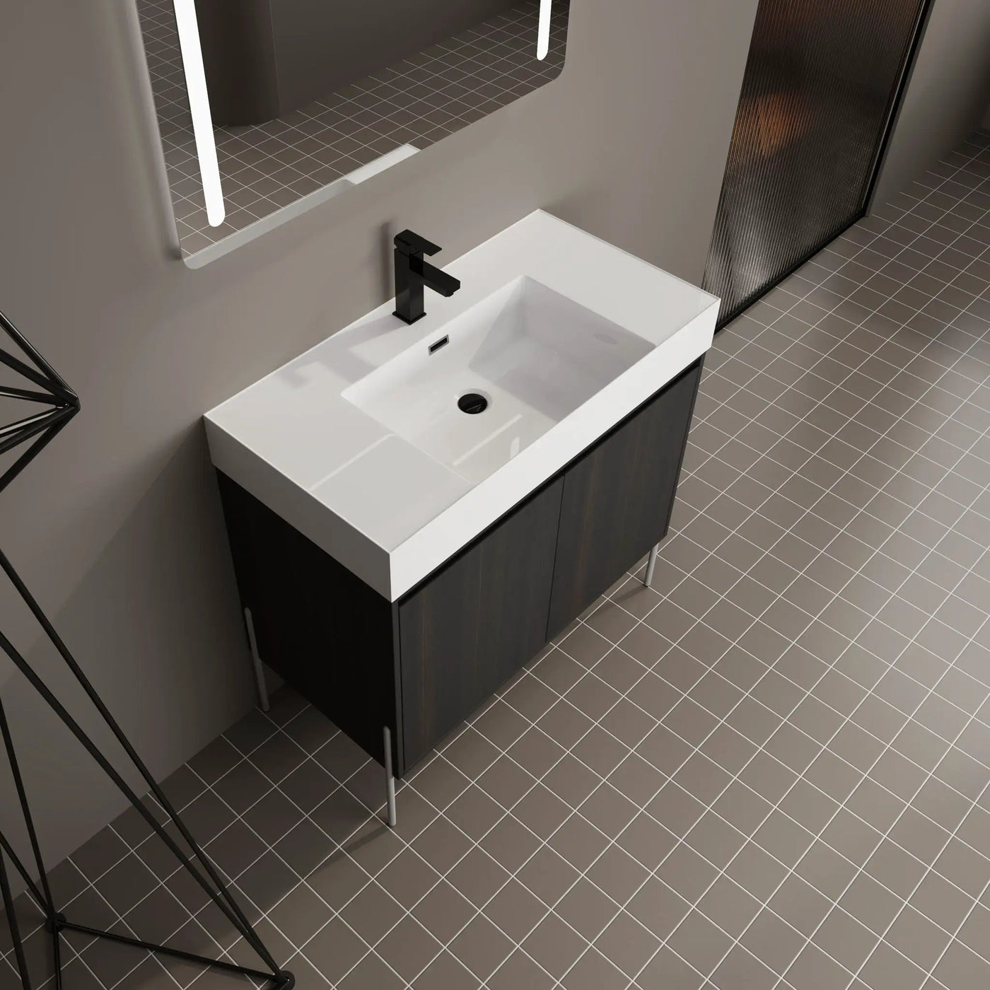 Freestanding Bathroom Vanity With Resin Sink And Storage Cabinet by HouseOfZazla