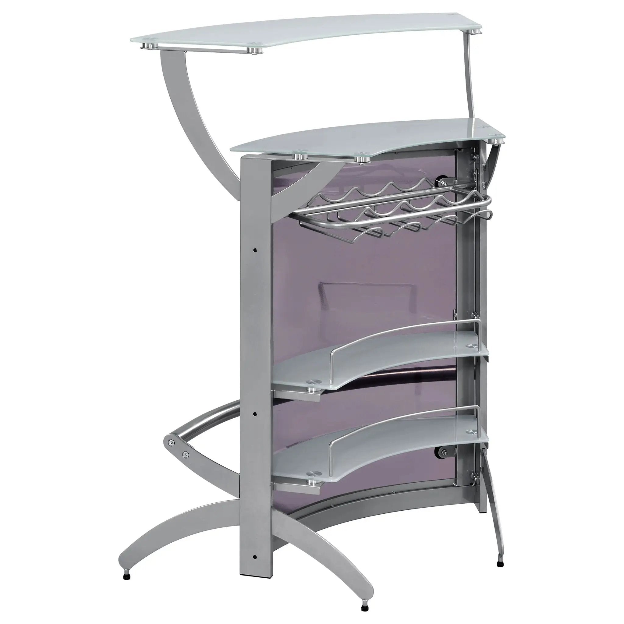 Dallas 2-shelf Curved Freestanding Home Bar Cabinet Silver by Unique Piece Furniture