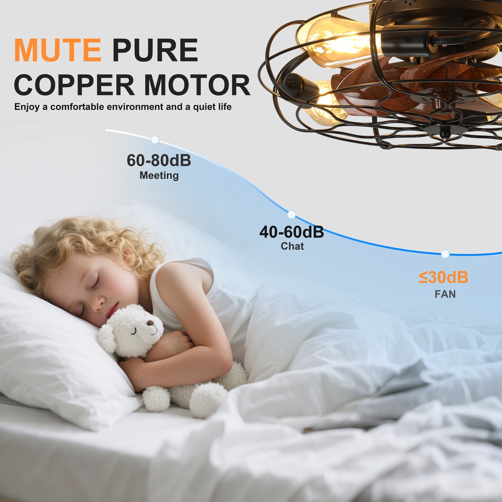 19.7" Industrial Caged Ceiling Fan with Light by HouseOfZazla