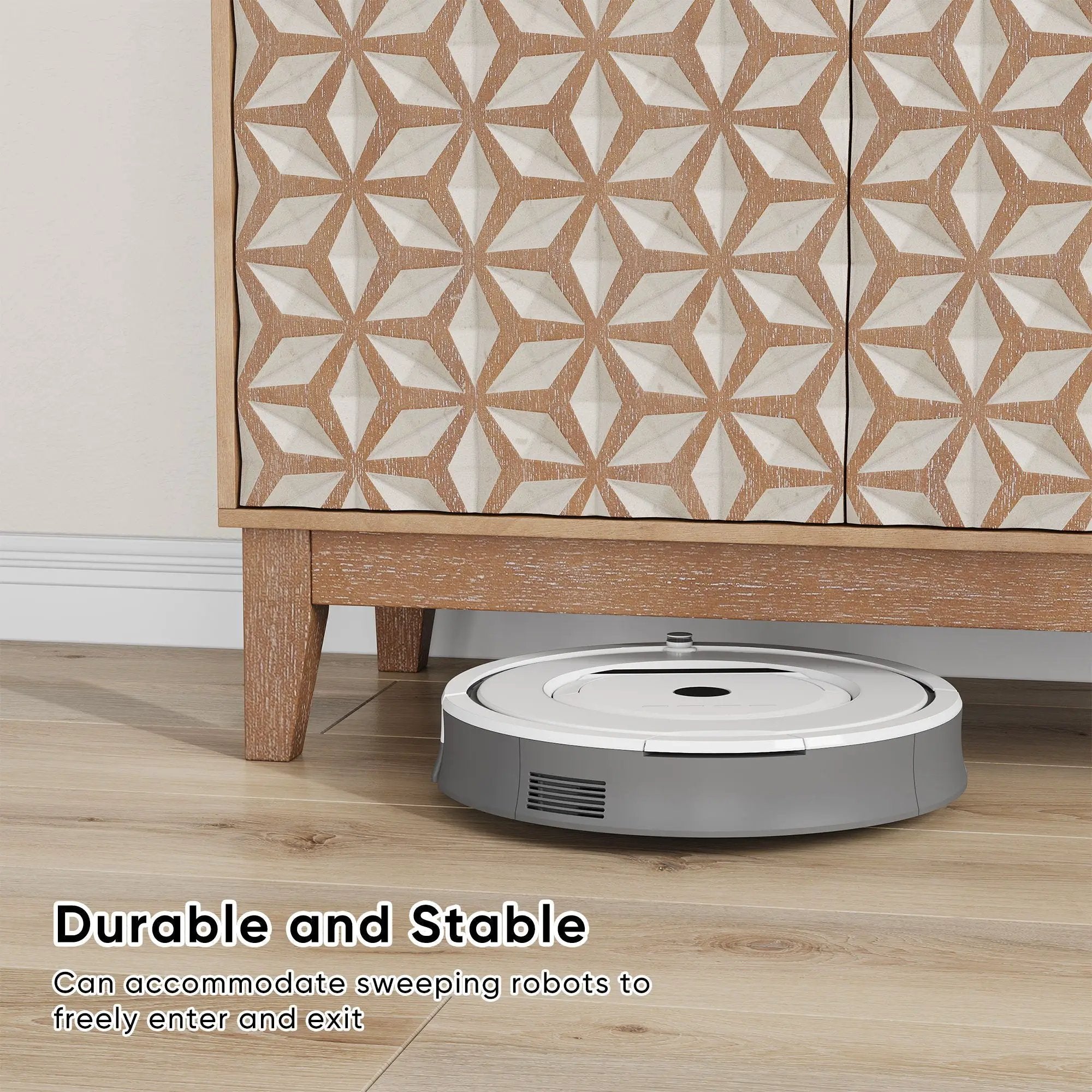 Geometric Design Sideboard With 2 Doors And Adjustable Shelves - Tangerine / Walnut