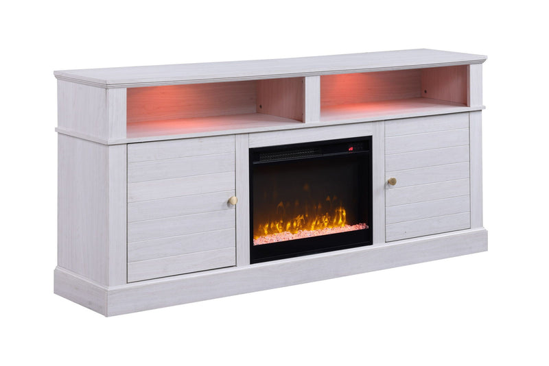 Terra - TV Stand Console With Fireplace - White Walnut by HouseOfZazla